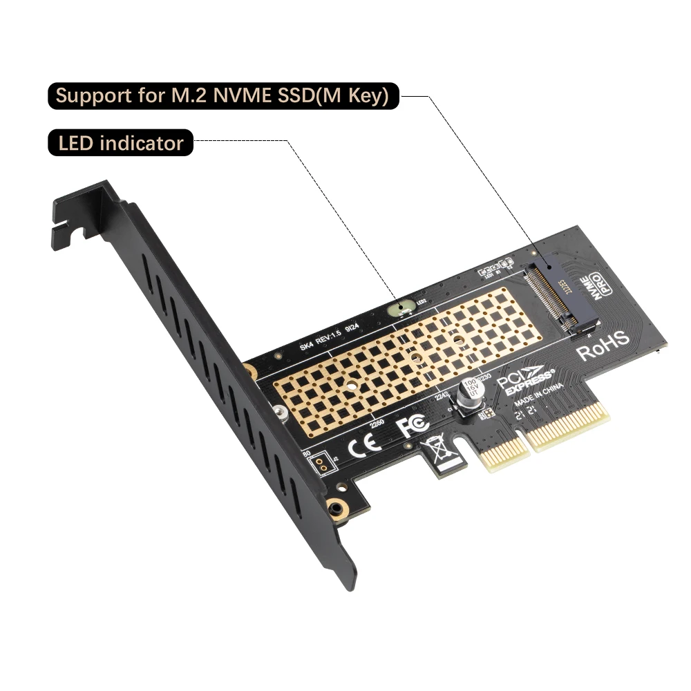 RGEEK M.2 NVMe SSD NGFF TO PCIE X4 adapter M Key interface card Suppor PCI Express 3.0 x4 2230-2280 Size m.2 FULL SPEED good | Компьютеры