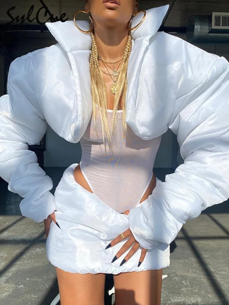 

Sylcue Winter Fashion Trendy Pull Wind Handsome High Street All-Match Classic White Lapel Cardigan Long-Sleeved Short Jacket