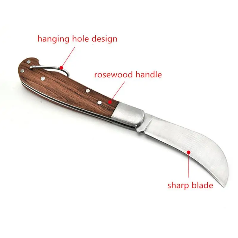 1pc Outdoor EDC Tool Wood Handle Folding Knife Mushroom Camping Survival | Инструменты