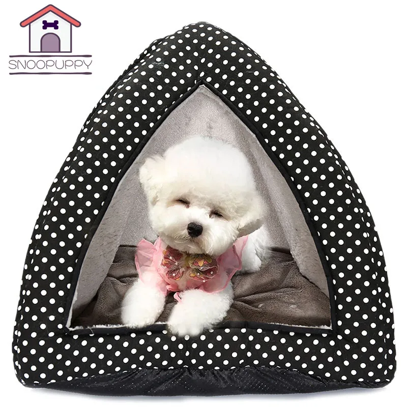 Чихуахуа собака дома кровать для маленьких собак роскошный Теплый узор в горошек