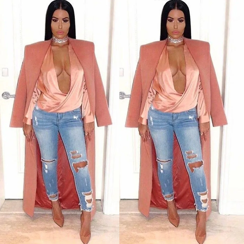 Модные рваные джинсы женские светло-голубые узкие брюки-карандаш с высокой