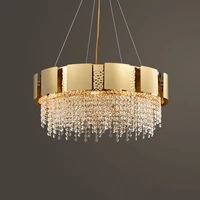 gold crystal designer oval round led lustre hanging lamps chandelier lighting suspension luminaire lampen for dinning room