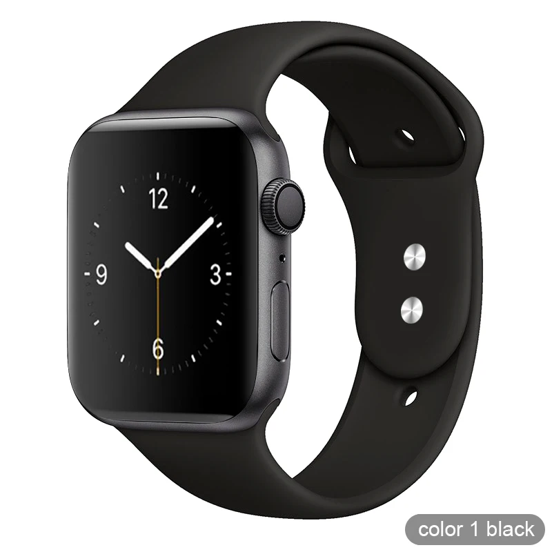 Цветной мягкий силиконовый спортивный ремешок для Apple Watch серии 1 2 3 4 5 38 мм 42 мм резиновый ремешок для часов 40 мм 44 мм iWatch 4/5 - Цвет ремешка: 01 Black