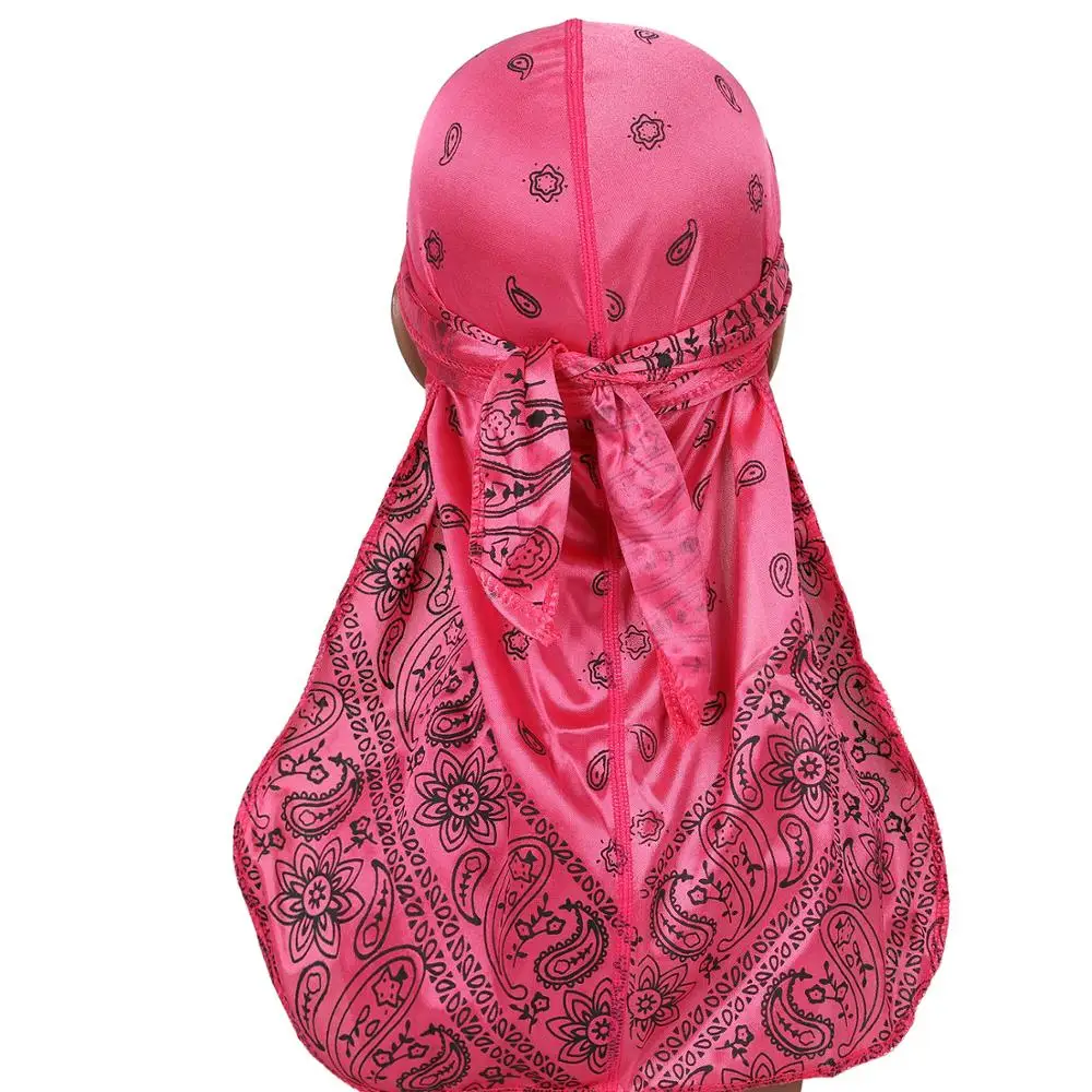 8 Colors Fashion Unisex Men Silky Durag Turban Bandanas Hair Bands Wrap Hip-Hop Cap Headwear Long Tail Hat Accessories |