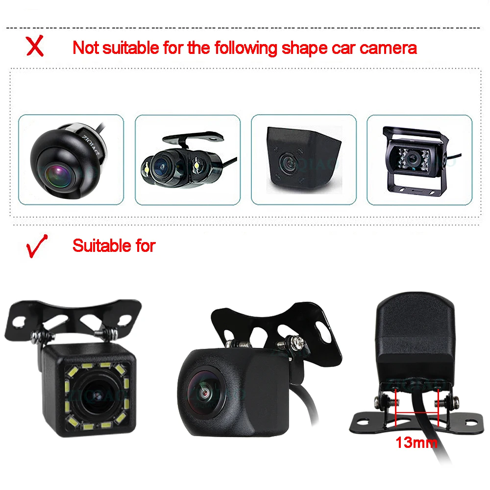 

ZIQIAO Car Rear View Camera Stainless Steel Black Bracket Holder Base With Screws