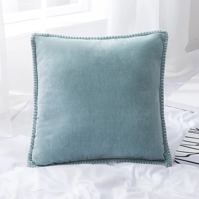 Мягкий чехол для подушки из синели розовый серый горчичный желтый с бахромой