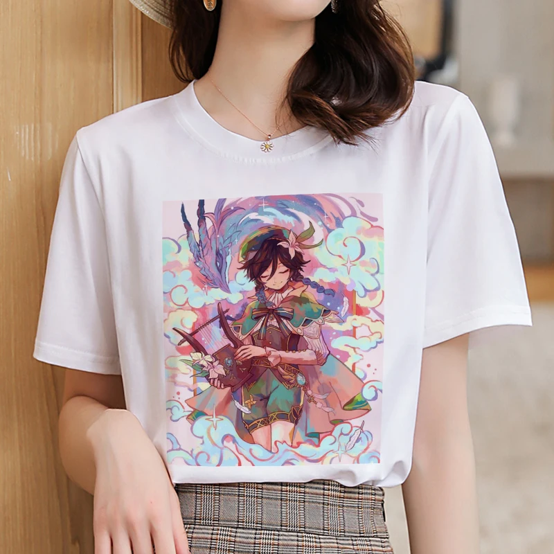 

Hot Genshin Impact Graphic T Shirts Harajuku Fashion Kawaii Streetwear Aesthetic Clothes Summer Top Leisure Short Sleeve Tees