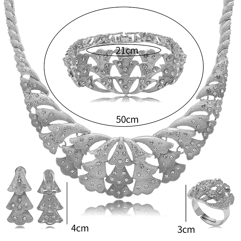 

Fani statement Bridal jewelry set Dubai sliver Plated Jewelry Set Nigerian Wedding woman accessories jewelry set Wholesale