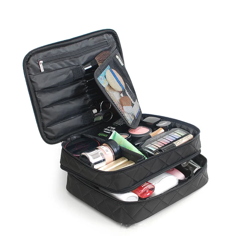 

New Arrive organizer cosmetic bag double sections waterproof Makeup bag travel organizer cosmet case storage bag
