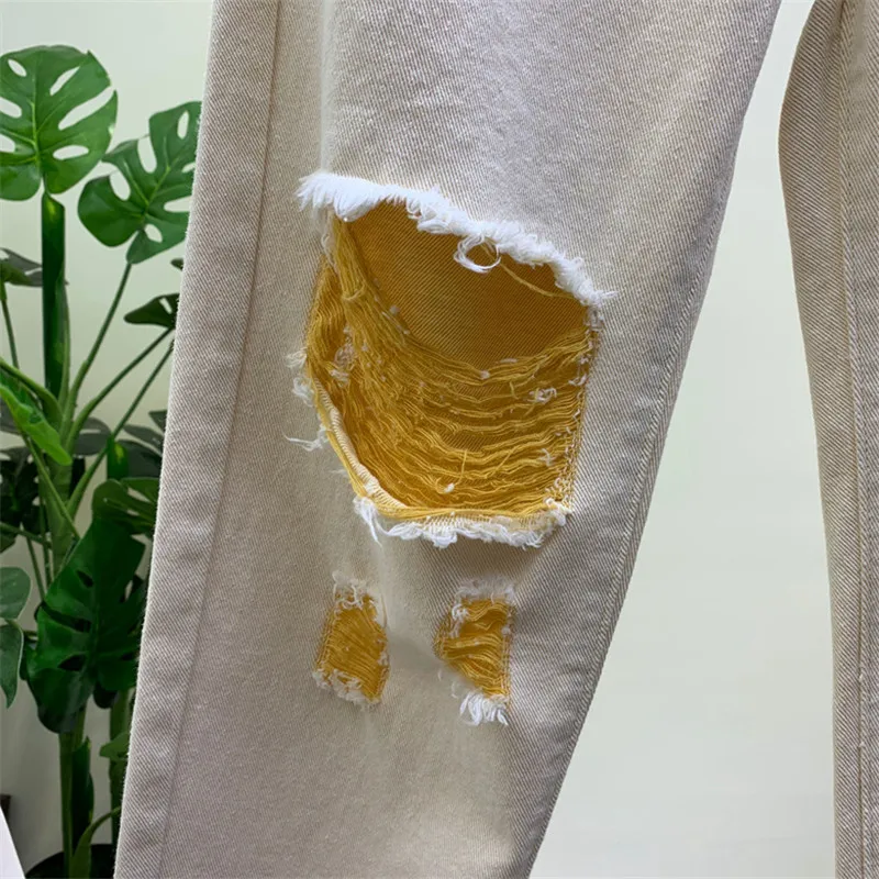 

Spring Autumn New Women Jeans Wild Loose Candy-colored Washed Pants Hole Jeans Women's Cowboy Female Nine Wide Leg Pants P132