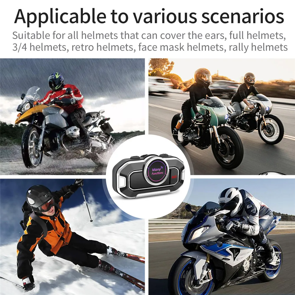 Гарнитура для шлема V9 Bluetooth 5 0 Интерком из АБС-пластика громкая связь музыкальный
