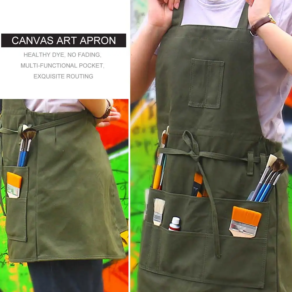 

Workshop Aprons 9 Pocket Waterproof Dustproof Utility with Bucket Aprons for Arts Gardening Work Repair Painting