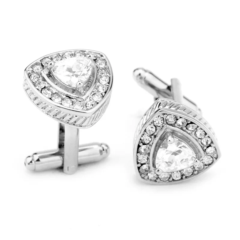 

Aesthetic Triangle Heart Cuff links Full Rhinestones бижутерия Cufflinks on Shirts