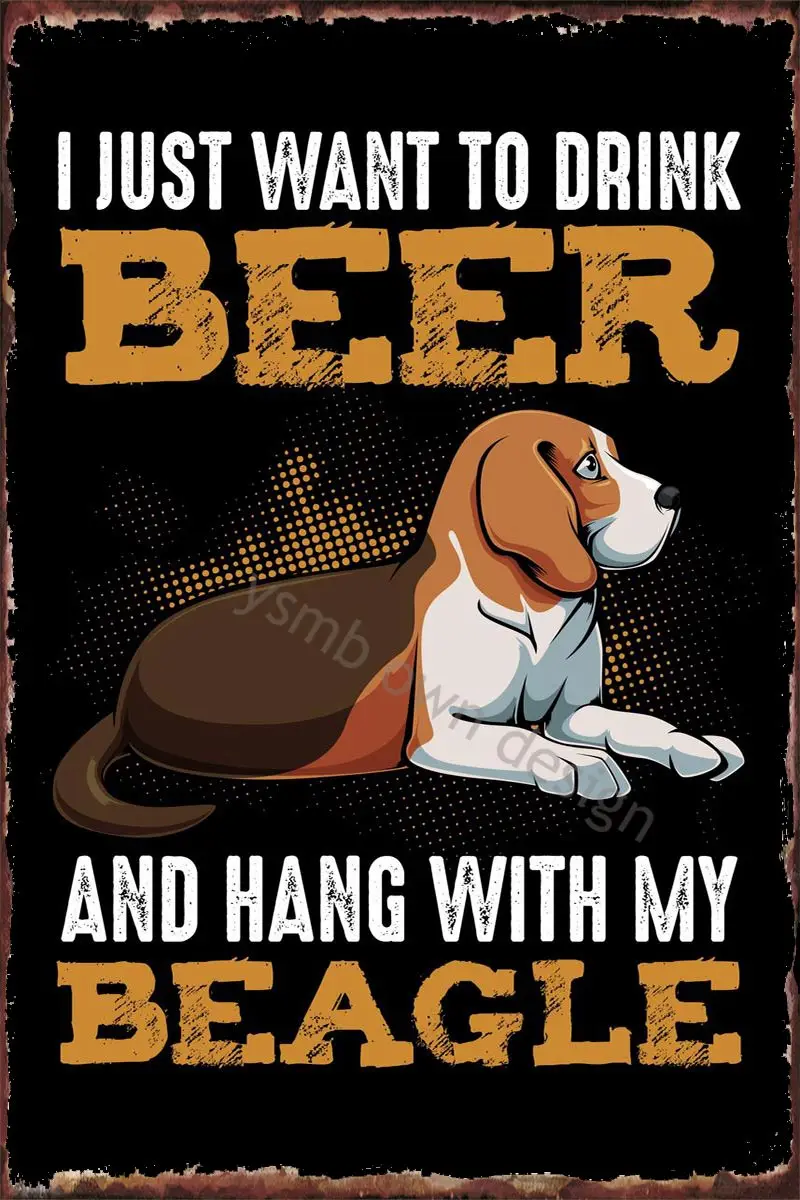 

Жестяная Табличка для напитков, пива, Бигль, собака, оловянные таблички, Настенный декор, Ретро винтажный металлический знак для искусства, ...