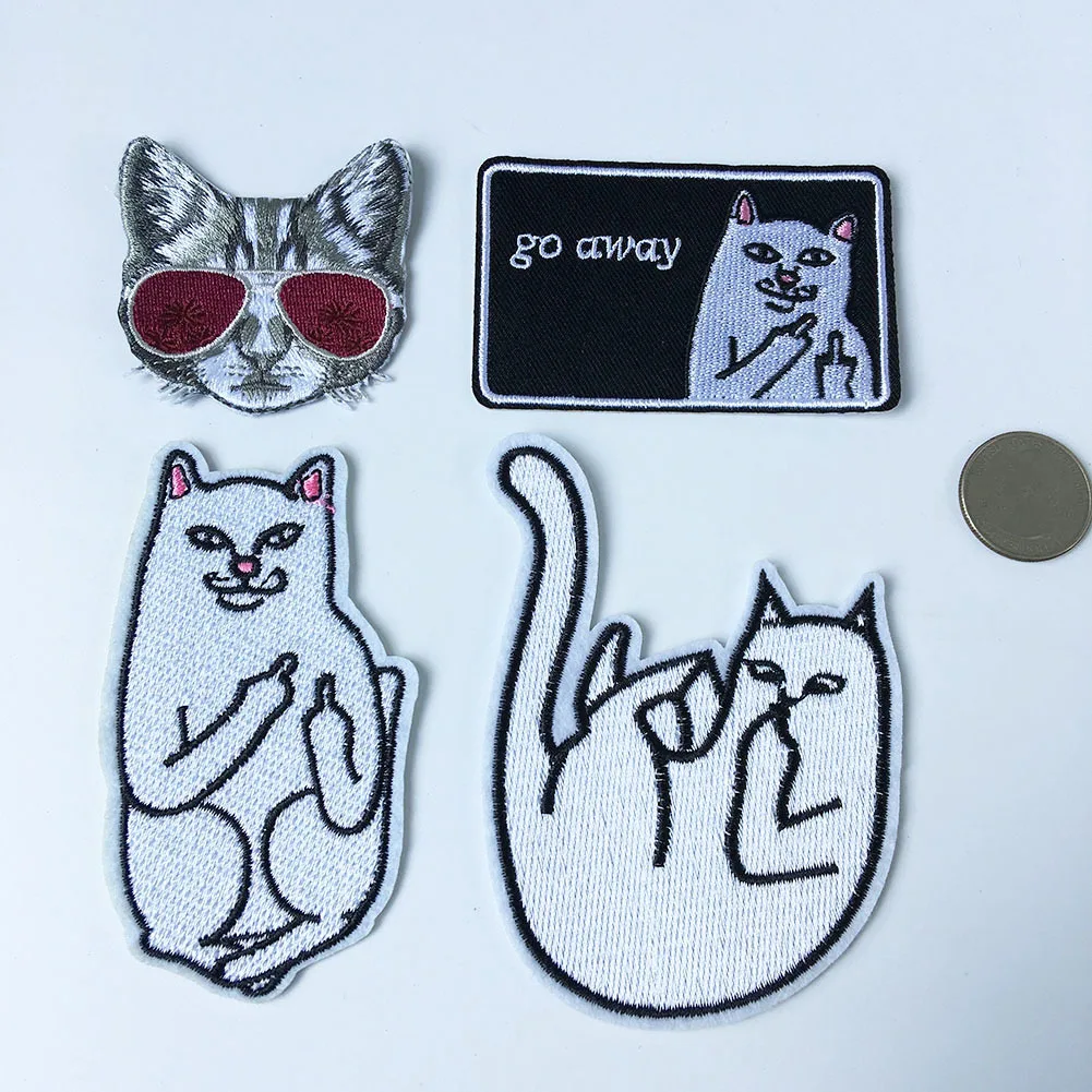 

Крутая вышивка в виде кошки, термоклейкие нашивки для одежды своими руками, термоклейкие наклейки, Аппликации, нашивка на джинсы, сумки, кур...