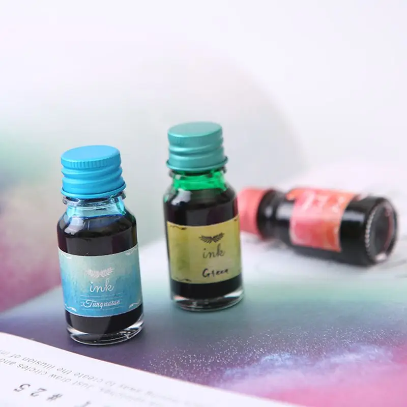 

10Pcs 10ml Colorful Fountain Pen Ink Refilling Inks Stationery School Supplies X6HB