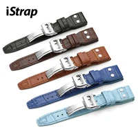 istrap genuine leather watchbands 22mm crocodile grain leather italian rivet strap pin buckle or folding buckle