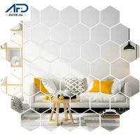12pcs 3d diy mirror wall stickers hexagonal decorative wall mirrors for bathroom living room home decoration espejos decorativos