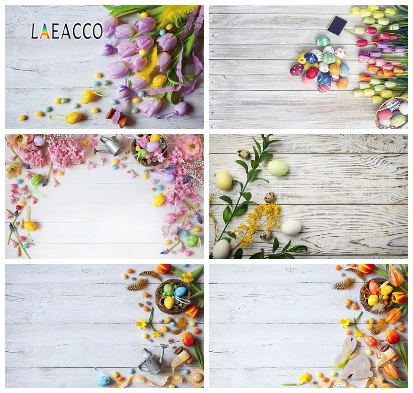 Laeacco пасхальные яйца цветы деревянная доска кукла фотографии фоны индивидуальные фотографические фоны для фотостудии