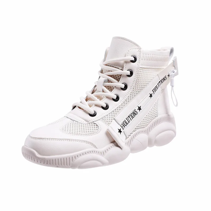 

2019 Breathable Mesh High-top Sneakers Shoes Summer New Wild Women's Casual Mesh Flat Wild Sports Shoes