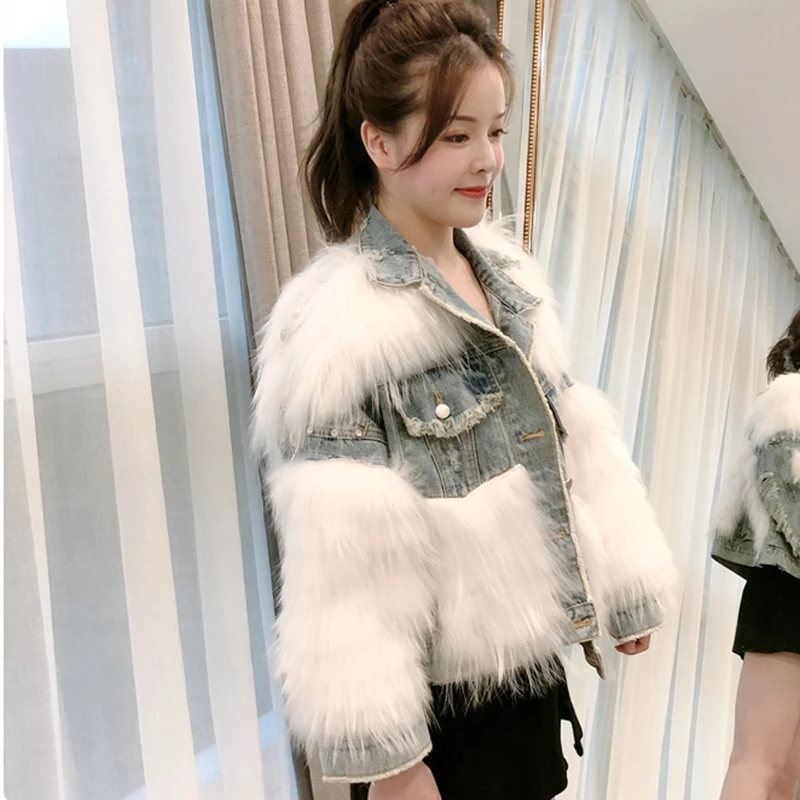 Женские пальто 2020 зимы естественный настоящий мех лисы куртка женская джинсовая верхняя одежда.