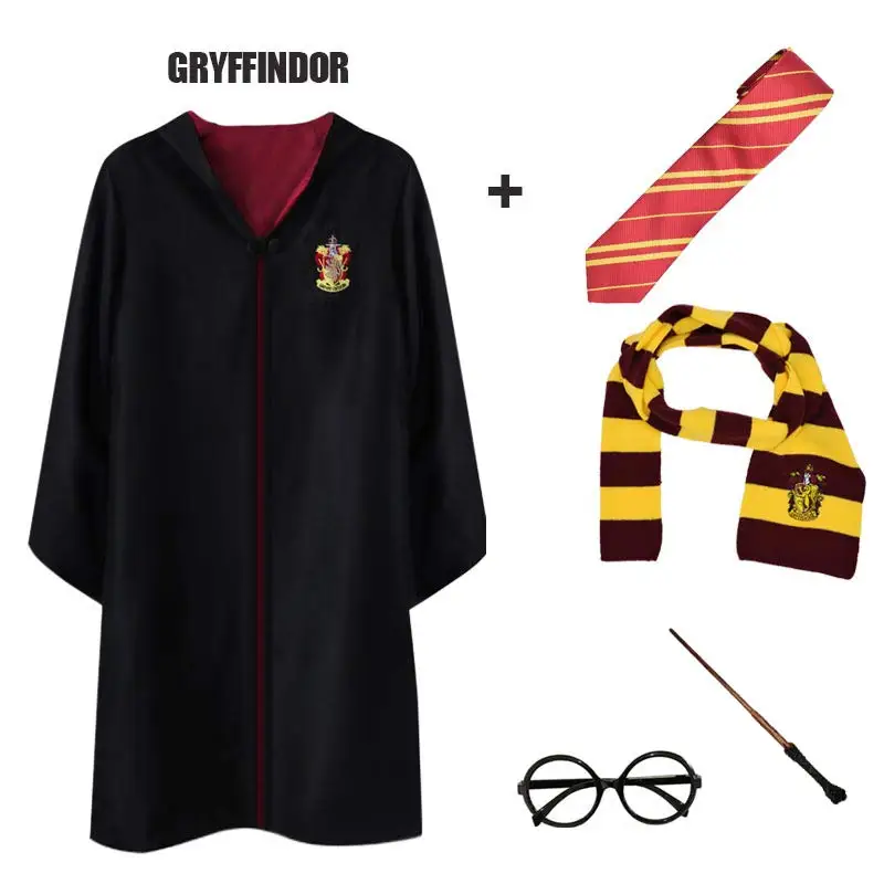 Ravenclaw косплей на Гриффиндор Hufflepuff костюм Слизерин Поттер халат плащ с галстуком шарф Поттер Костюм - Цвет: 1