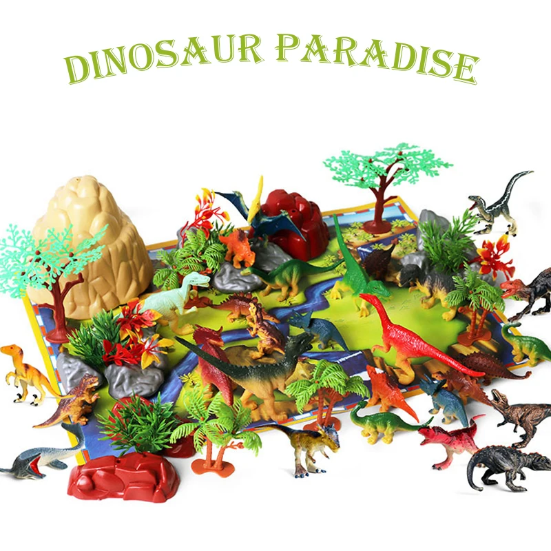 

59 шт./комплект, игрушки-динозавры, Динозавры юрского периода, рай, пейзаж мира, модель животного, статические украшения, большая бочка