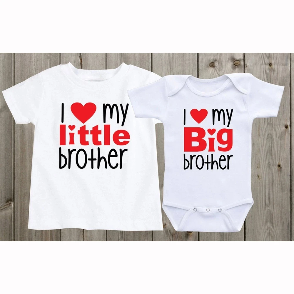 Подходящие рубашки Сияющие I Love My Big Brother Little подходящие Футболка Baby Shower