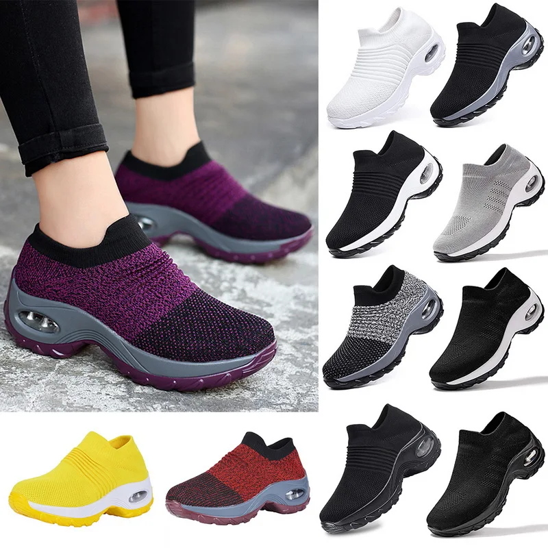 Slip-on Air Cushion Casual Ladies Shoes Breathable Mesh Sneakers Tenis Feminino Jogging Sneaker 2021 | Обувь