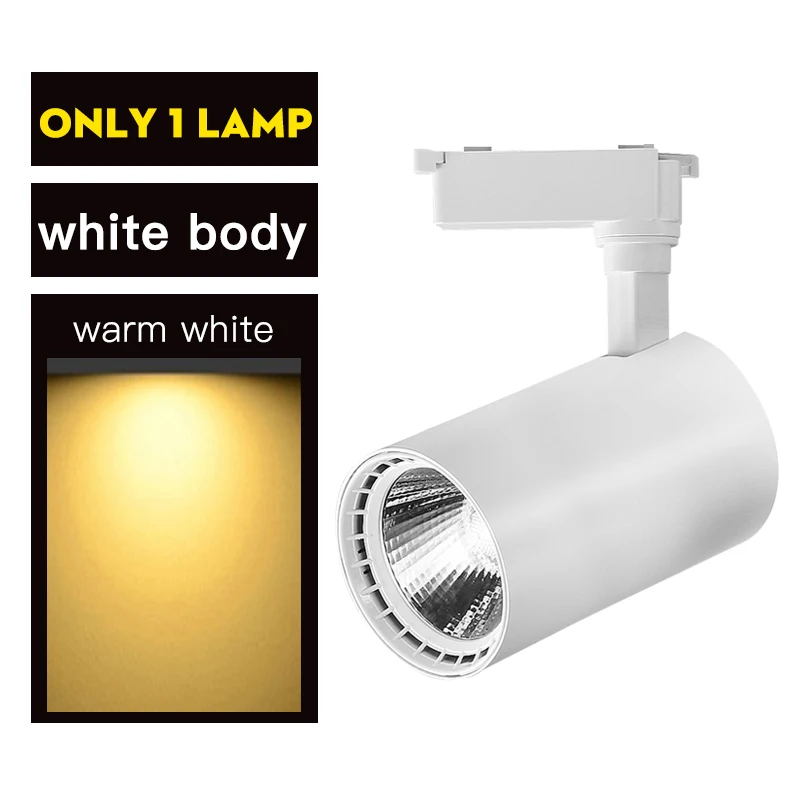 warm white 1 lamp Трековый светильник 12 Вт 20 Вт 30 Вт 40 Вт COB светодиодный Трековый светильник s светильник Точечный потолочный светильник 220 В Точечный светильник рельсовый светильник для магазина кухонной комнаты - Испускаемый цвет: warm white 1 lamp