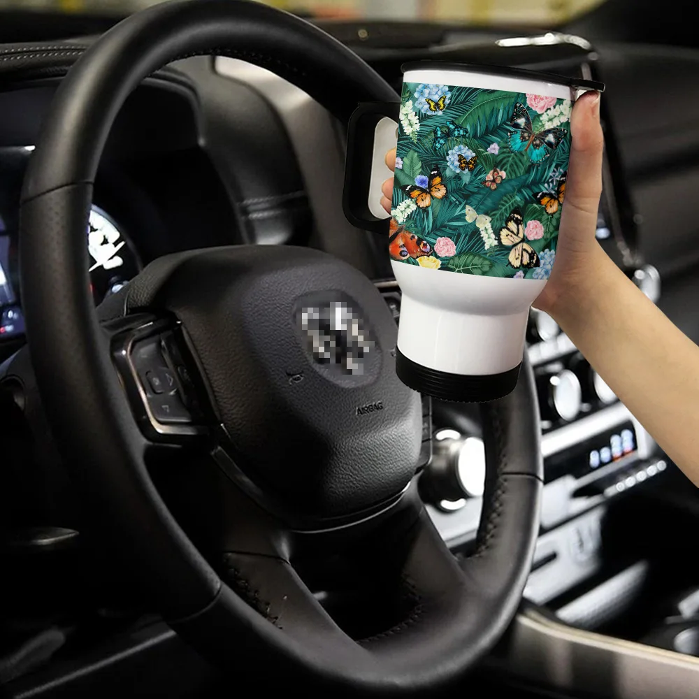 Пальмовые Листья бабочки тропические растения зеленые кружки для путешествий