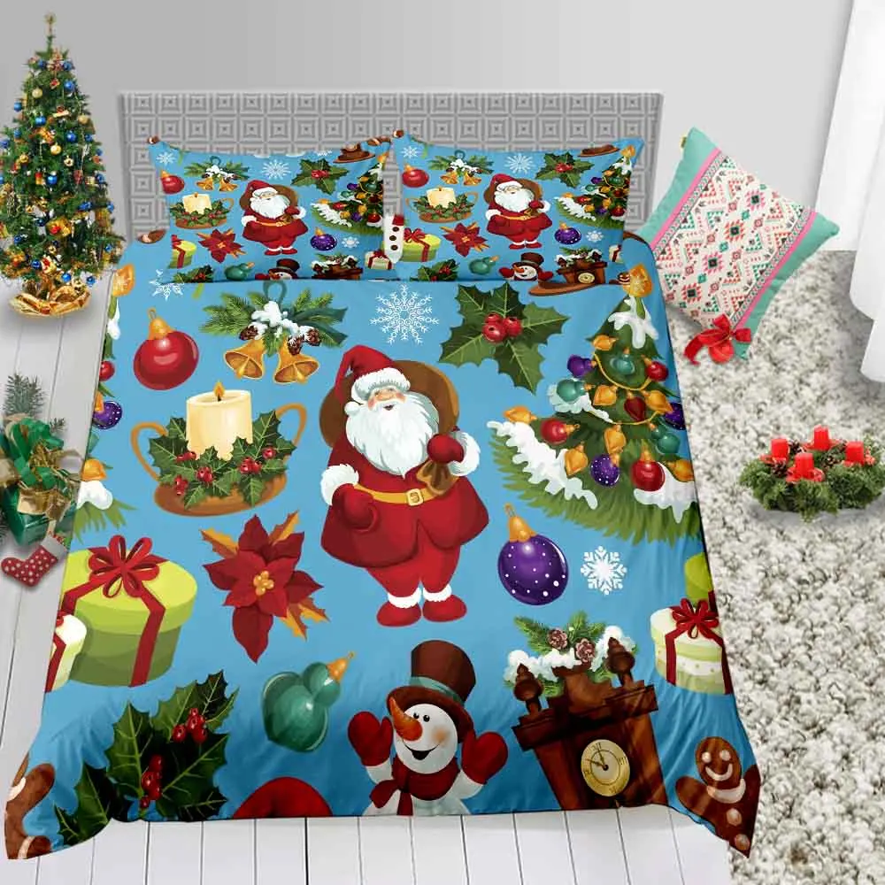 Merry Christmas Санта Клаус горячая Распродажа постельных принадлежностей пододеяльник Твин Полный размер Королева праздник подарки простыня - Цвет: 7