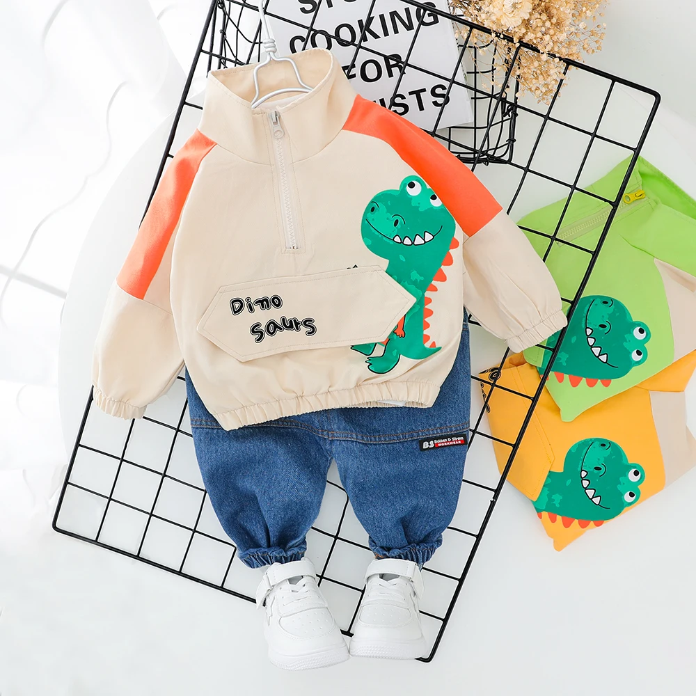 Cute Baby Boy Clothing Set Cartoon Dinosaur 2PCS 2020 New Toddler Boys Letter Print Spring Autumn Outwear |
