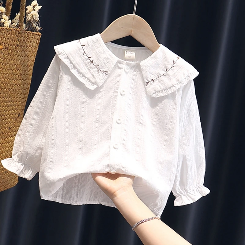Spring Baby Girl Shirts for Kids Clothes Autumn Long Sleeve Girls Embroidery Shirt Infant Clothing Cotton 12M-8Y Tops | Мать и ребенок