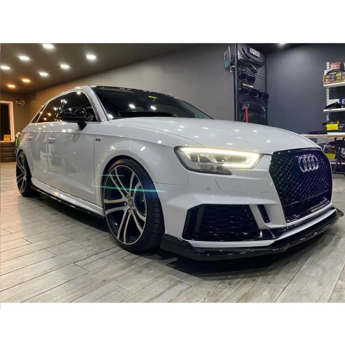 

A6 2016-2019 car front BUMPER for Audi 3 PCs black Splitter diffuser lip body kit Spoiler bumpers