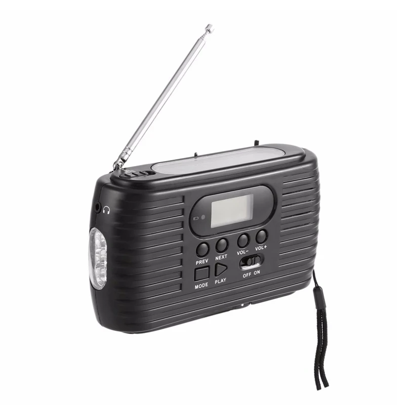 Аварийное радио на солнечной батарее с ручным заводом Am/Fm-радио и музыкальным