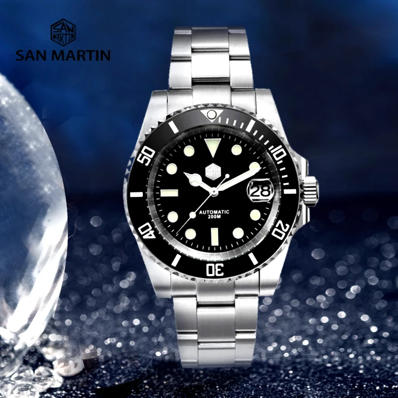 Сан Мартин воды призрак класса люкс Для мужчин механические часы 200 м Diver