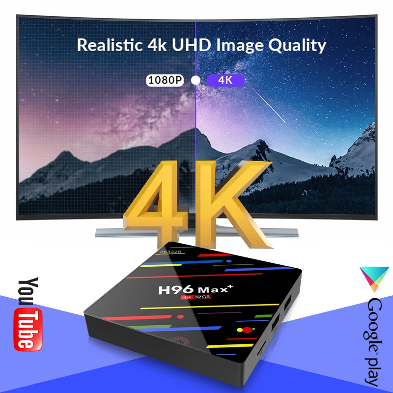 Приставка Смарт-ТВ H96 MAX PLUS Android 8 1 4 + 32/64 ГБ Wi-Fi 4K H.265 | Электроника
