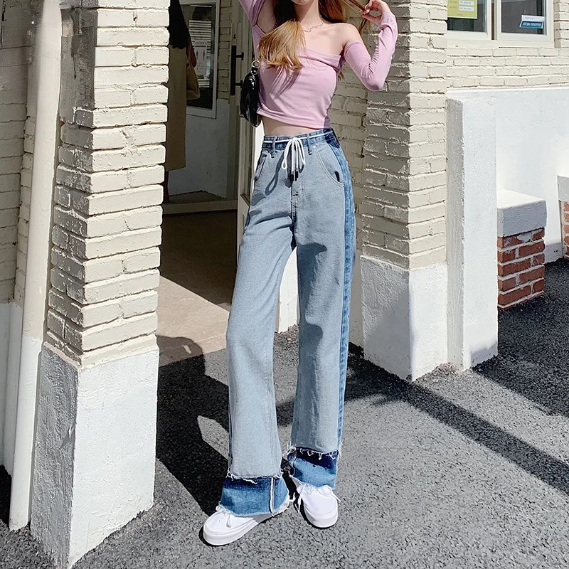 

2021 Women's Plus-size, High-waisted, Retro Street Hip-hop jeans, Women's Loose jeans baggy jeans women cut jeans women