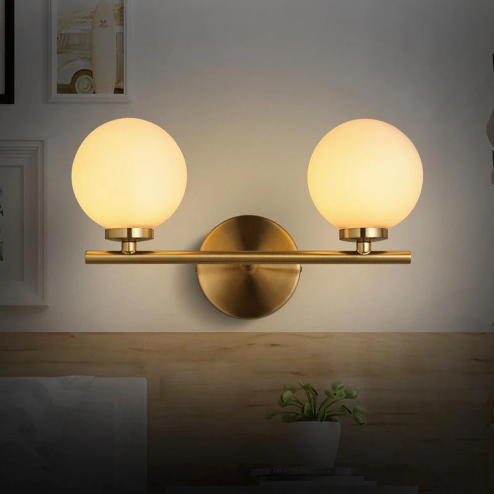 

Frosted Glass Ball LED Wall Light Fixtures for Bedroom Bedside Indoor 3W 6W 9W Gold Wall Lamp with G4 Bulb for Home AC110-220V
