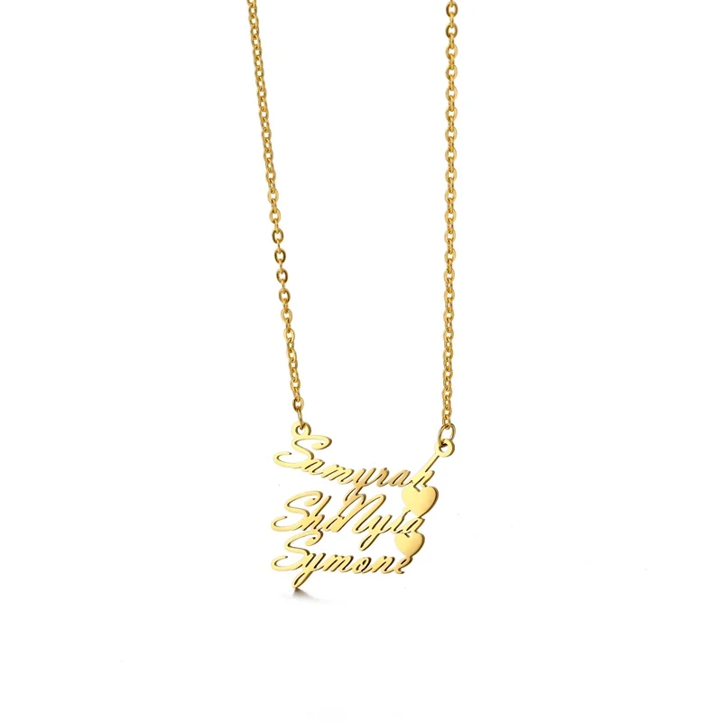 

Customized Three Name With Heart Necklace Jewelry Necklaces For Women Nameplate Choker Personalized Chain Women Gift