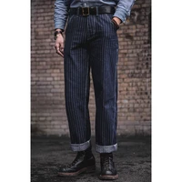 firmranch menwomen american vintage 90s hommes jeans for men 2021 striped denim jeans amekaji suspenders american work pants