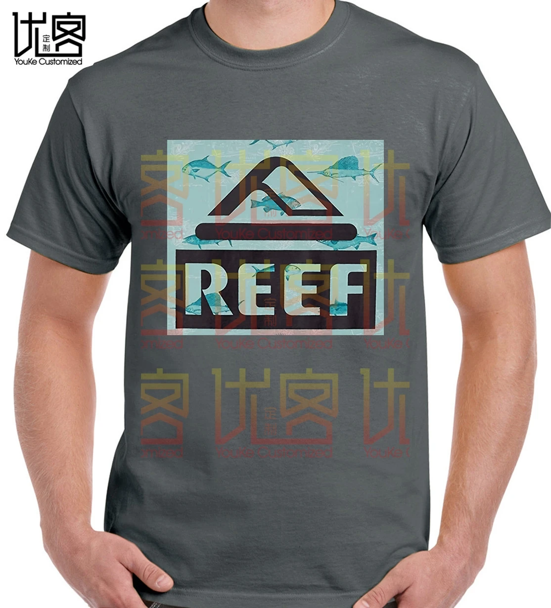 Мужская футболка с логотипом Reef коротким рукавом забавным принтом свободная