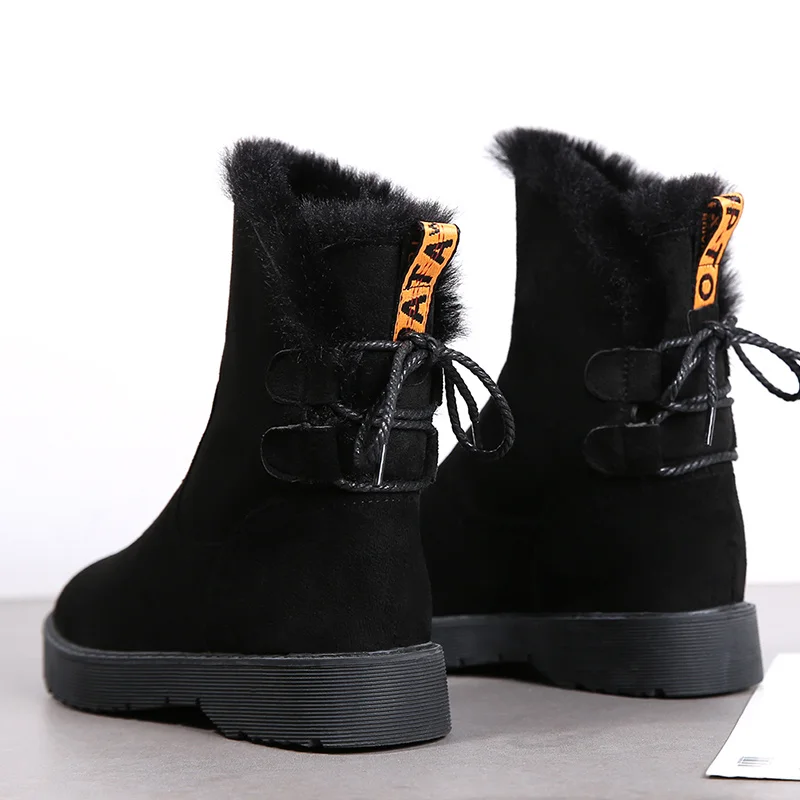 Новые модные теплые женские ботильоны без застежки из шерсти удобные зимние