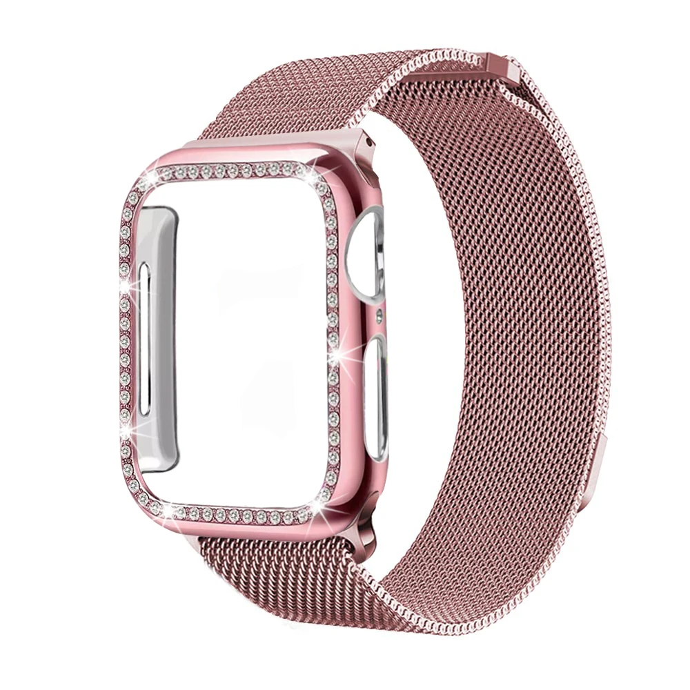 Чехол+ ремешок для Apple Watch 5 ремешок 44 мм 40 мм iWatch ремешок 42 мм 38 мм Миланская Петля Браслет ремешок для Apple watch 4 3 2 1