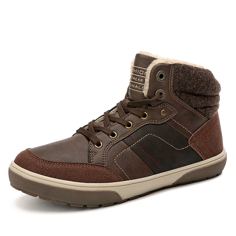 Зимняя мужская обувь для бега с мехом высокие зимние сапоги уличная плюшевая