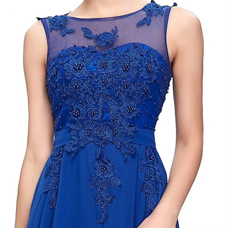 Женское вечернее платье с аппликацией элегантное трапеция круглым вырезом без