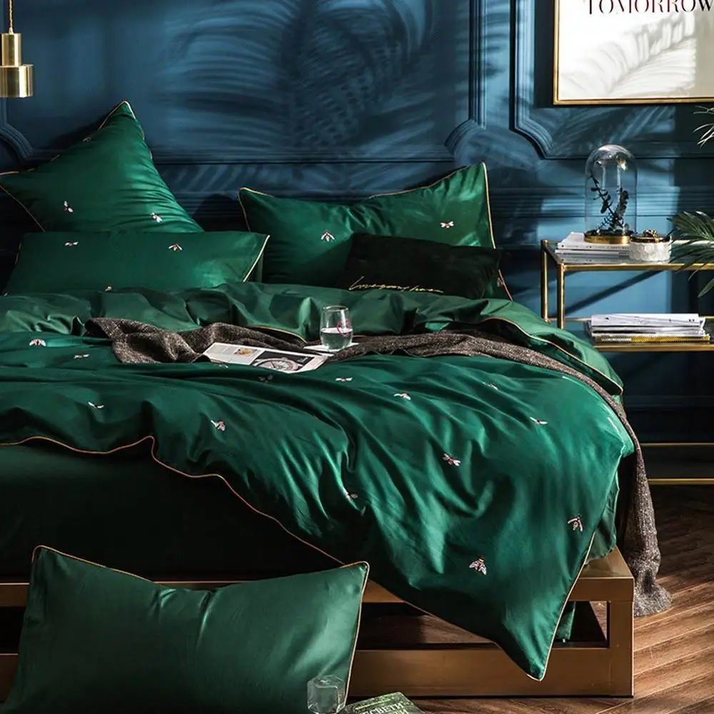 Комплект постельного белья из египетского хлопка с длинным штапером 50 зеленых