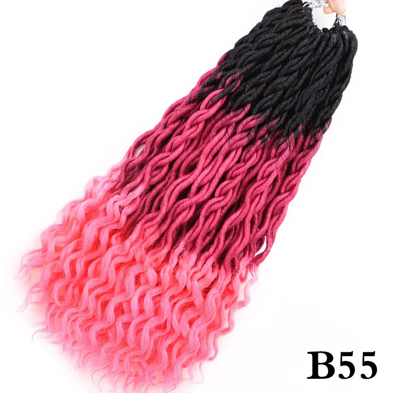 Элегантные Музы богемные вязанные косички Faux locs Curly вязанные волосы 18 дюймов 24 пряди Омбре косички для наращивания синтетические волосы - Цвет: 4/27HL