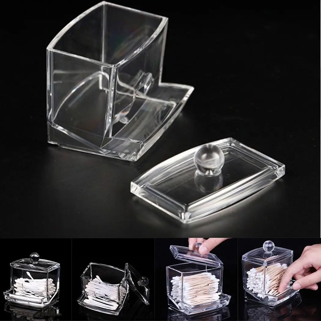 Прозрачный акриловый контейнер для хранения косметики ватные палочки